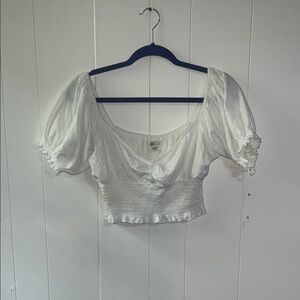 Billabong White Puff Sleeve Crop Top